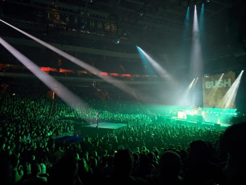 Bush at Fiserv Forum; photo by Joshua M. Miller