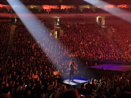 Bush at Fiserv Forum; photo by Joshua M. Miller